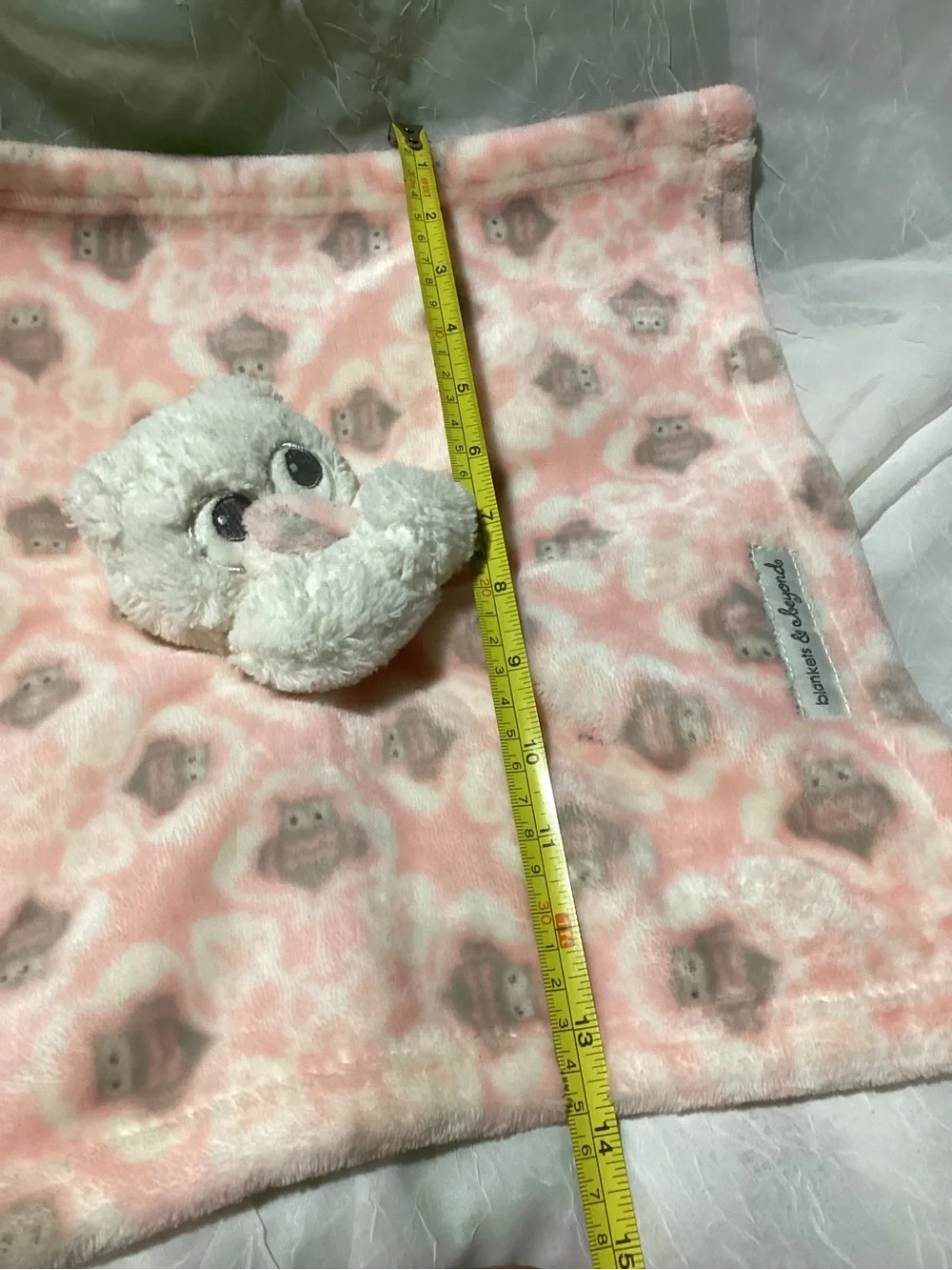 Blankets & Beyond Owl Pink & Grey Baby Lovey Security Blanket Preowned